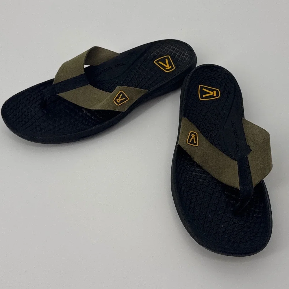 Keen Kona Flip Mens Sandals 9 Olive Green Contoured Arch Comfort Thong Shoes